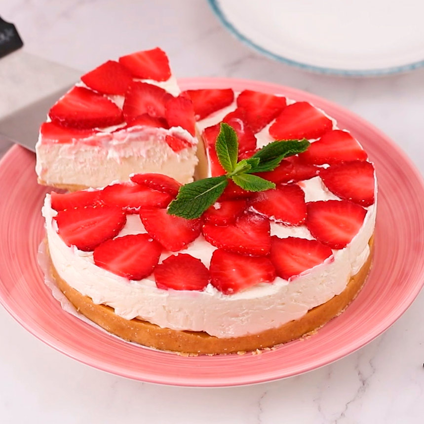 Tarta con fresas y mascarpone